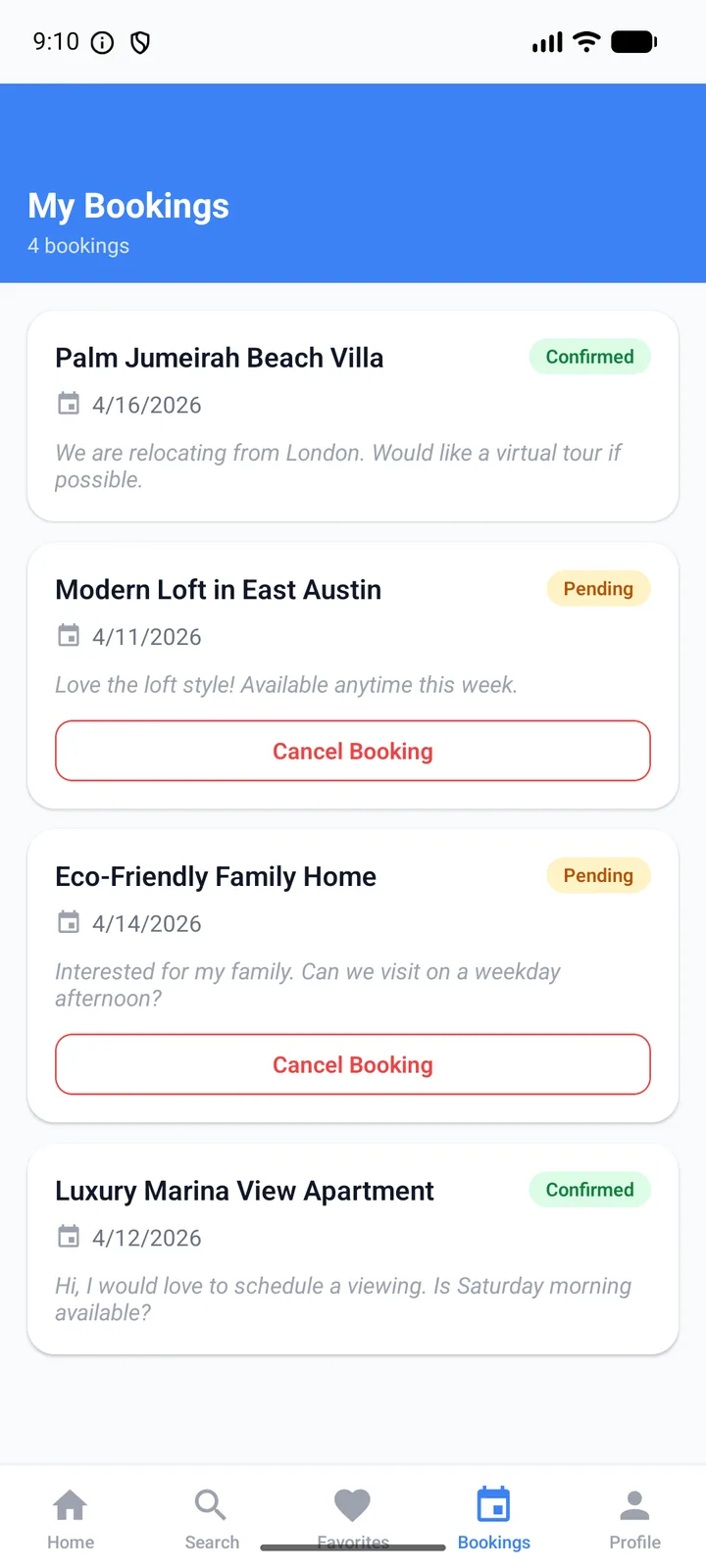 Aura Estates — bookings