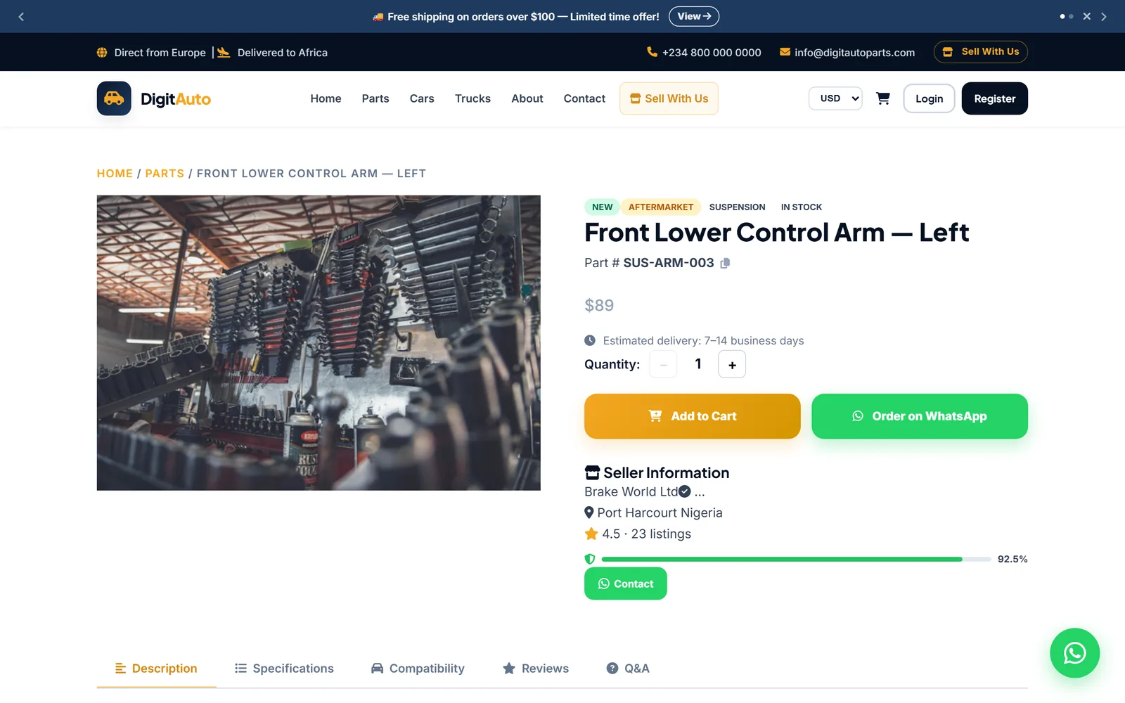 DigiParts — Part detail, desktop capture