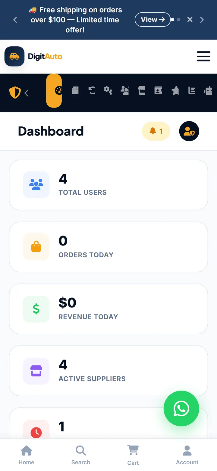 DigiParts — Admin dashboard, mobile capture