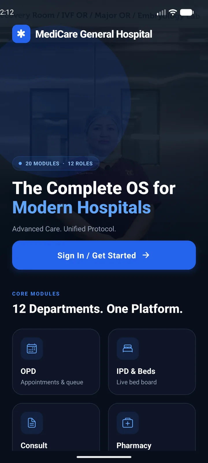 Mobile view, captured from the running application