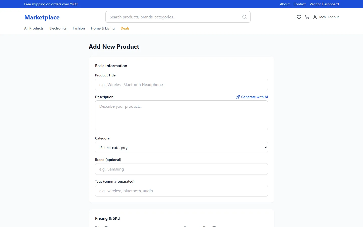 MultiVend — Vendor product, desktop capture