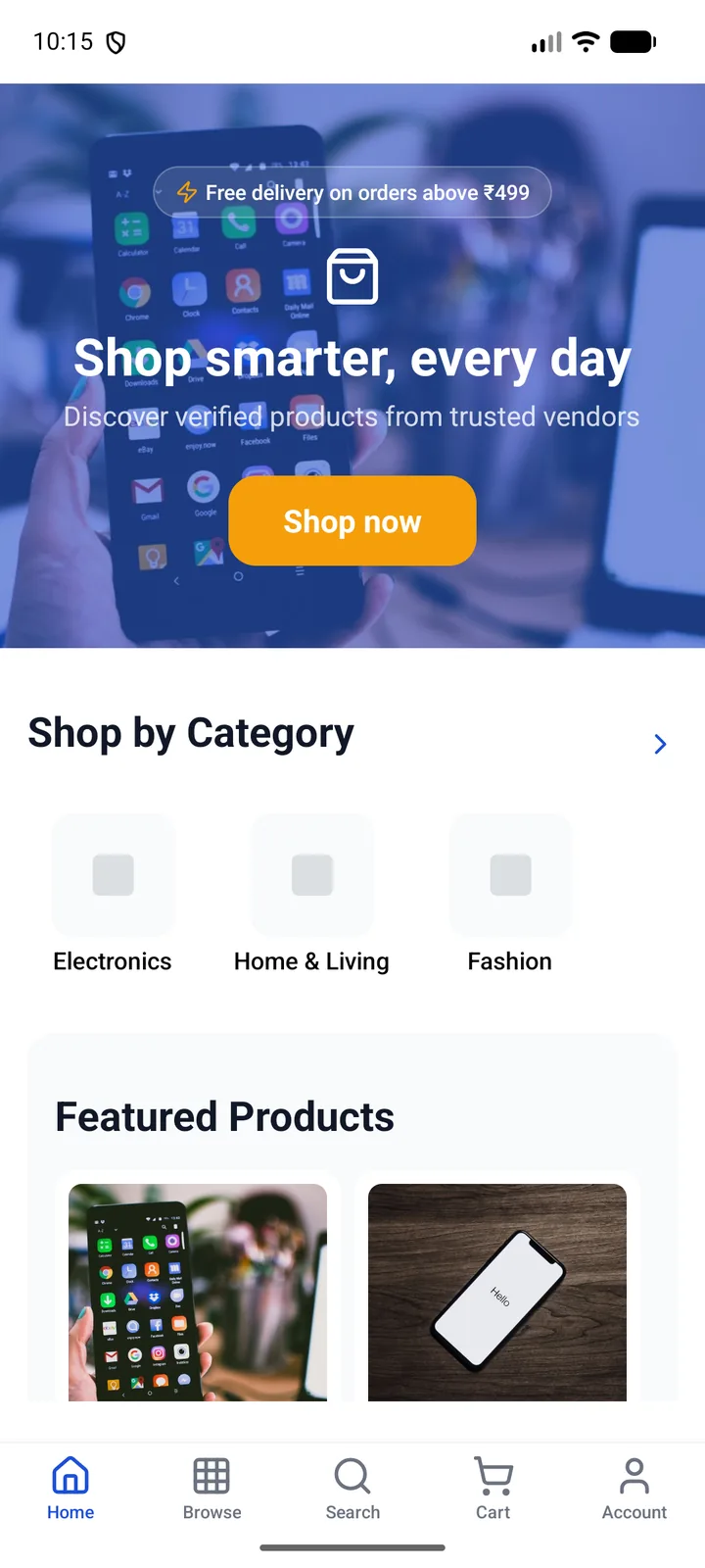 MultiVend — native app home
