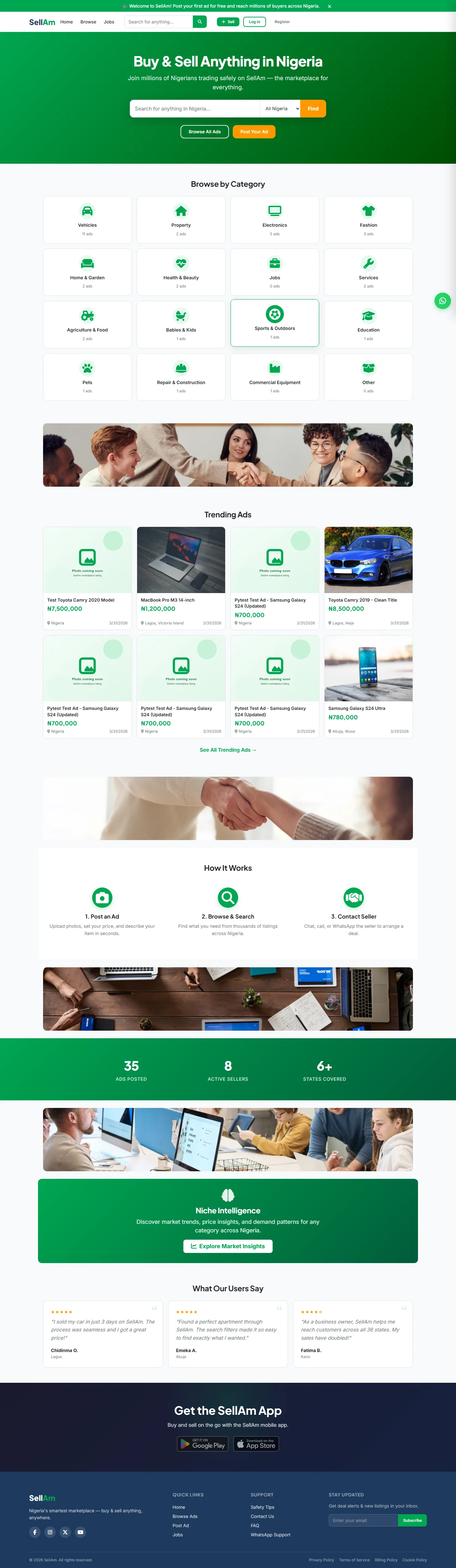 SellAm — Home, desktop capture