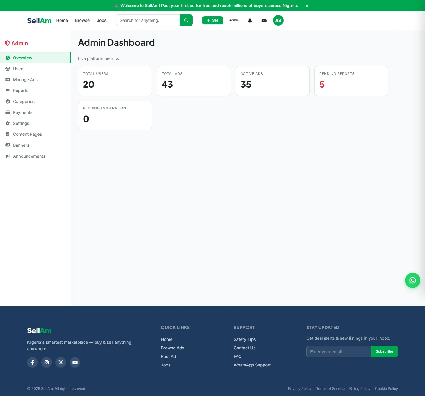SellAm — admin dashboard