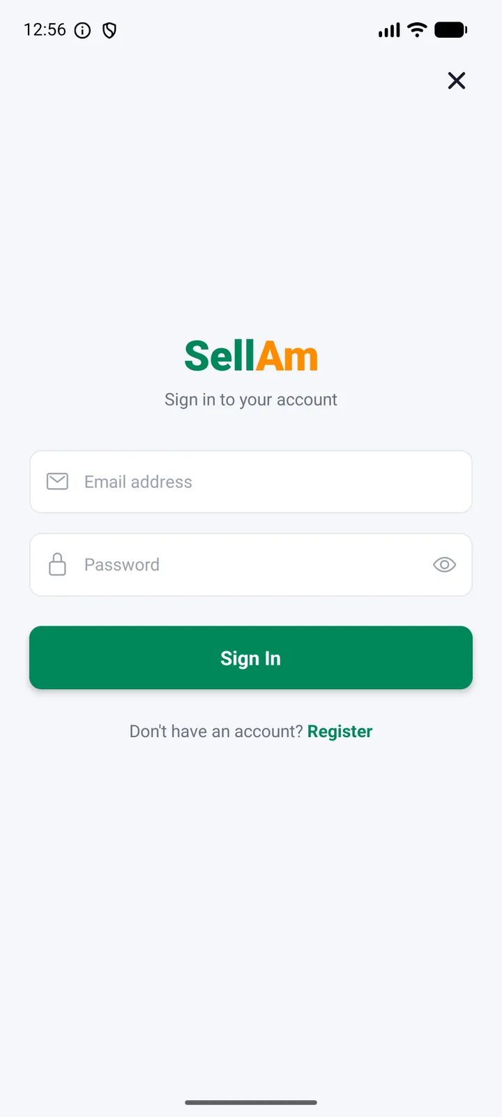 SellAm — Login, mobile capture