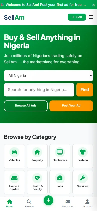 SellAm — marketplace on mobile